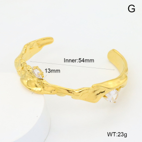 GEB000898vhov-066  18K PVD Zircon,Handmade Polished  Stainless Steel Bangle  BC24070911B-WT