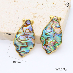 GEE002960bhia-066  316 Pin 18K PVD Abalone Shell,Handmade Polished  Stainless Steel Earrings  BC25100380E-AE