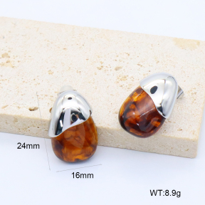 GEE002990vhha-066  316 Pin Resin,Handmade Polished  Stainless Steel Earrings  BC26040231E-S-CE