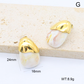 GEE002991bhia-066  316 Pin 18K PVD Resin,Handmade Polished  Stainless Steel Earrings  BC26040231E-WT