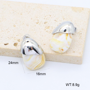 GEE002992vhha-066  316 Pin Resin,Handmade Polished  Stainless Steel Earrings  BC26040231E-S-WT