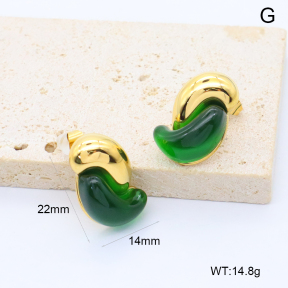 GEE002993bhia-066  316 Pin 18K PVD Resin,Handmade Polished  Stainless Steel Earrings  BC26040232E-GN