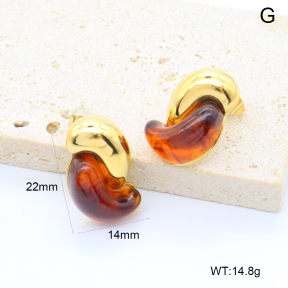 GEE002995bhia-066  316 Pin 18K PVD Resin,Handmade Polished  Stainless Steel Earrings  BC26040232E-CE