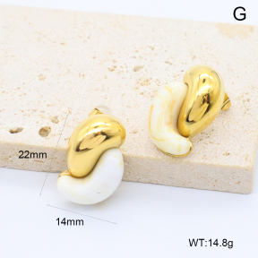 GEE002996bhia-066  316 Pin 18K PVD Resin,Handmade Polished  Stainless Steel Earrings  BC26040232E-WT