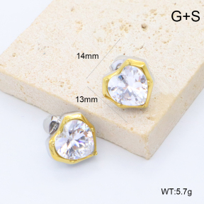 GEE003054bhia-066  316 Pin 18K PVD Zircon,Handmade Polished  Stainless Steel Earrings  BC25120548E-PS