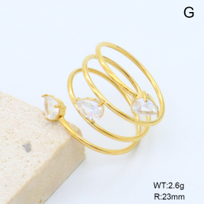 GER001542vhha-066  18K PVD Zircon,Handmade Polished  7#  Stainless Steel Ring  BC26060377R-1
