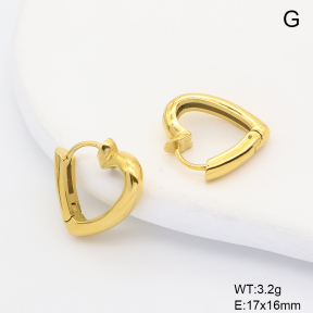 6E2007466ahjb-106D  316 SS 14K PVD Curved Heart Shape,Handmade Polished  Stainless Steel Earrings
