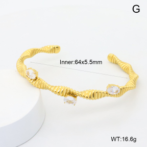 GEB000893vhov-066  18K PVD Zircon,Handmade Polished  Stainless Steel Bangle  BC24110384B-WT