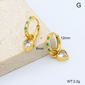 GEE003103bhia-066  316 Pin 18K PVD Zircon & Czech Stones,Handmade Polished  Stainless Steel Earrings  BC25110459E-2