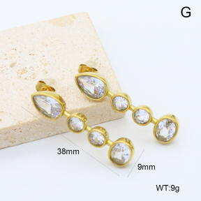 GEE003109vhkb-066  316 Pin 18K PVD Zircon,Handmade Polished  Stainless Steel Earrings  BC26040221E