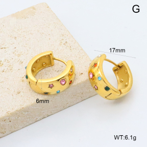 GEE003126bhia-066  316 Pin 18K PVD Czech Stones,Handmade Polished  Stainless Steel Earrings  BC25100337E-CR