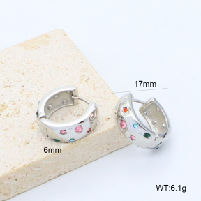 GEE003127vhha-066  316 Pin Czech Stones,Handmade Polished  Stainless Steel Earrings  BC25100337E-S-CR