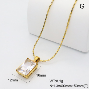 GEN002352bhva-066  18K PVD Zircon,Handmade Polished  Stainless Steel Necklace  BC25110442N-WT