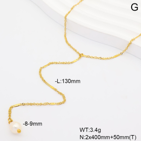 6N3002060vbnl-908  14K PVD Cultured Freshwater Pearls  Stainless Steel Necklace