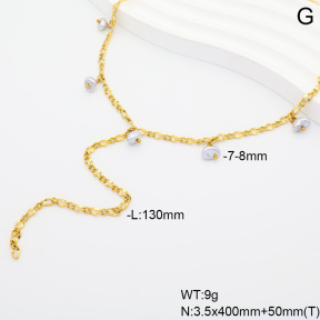 6N3002064bhia-908  14K PVD Shell Imitation Pearls  Stainless Steel Necklace