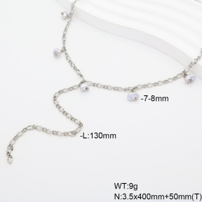6N3002065vhha-908  Shell Imitation Pearls  Stainless Steel Necklace