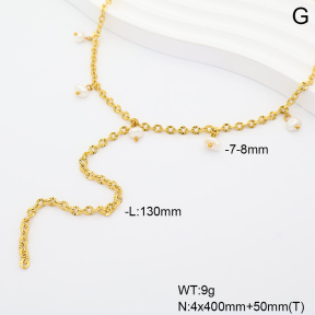6N3002066bhia-908  14K PVD Shell Imitation Pearls  Stainless Steel Necklace