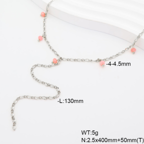 6N4004792bhbl-908  Pink Jade  Stainless Steel Necklace