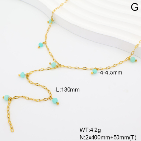 6N4004793ahjb-908  14K PVD Amazonite  Stainless Steel Necklace