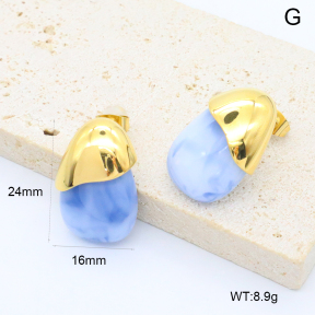 GEE002985bhia-066  316 Pin 18K PVD Resin,Handmade Polished  Stainless Steel Earrings  BC26040231E-BL