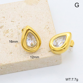 GEE003078vbpb-066  BC26060360E-WT  Stainless Steel Earrings  316 Pin 18K PVD Zircon,Handmade Polished