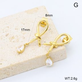 GEE003089bhva-066  BC26050333E-WT  Stainless Steel Earrings  316 Pin 18K PVD Zircon,Handmade Polished