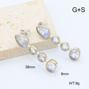 GEE003110ahlv-066  BC26040221E-PS  Stainless Steel Earrings  316 Pin 18K PVD Zircon,Handmade Polished