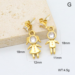 GEE003113bhia-066  BC25050084E-2  Stainless Steel Earrings  316 Pin 18K PVD Zircon,Handmade Polished