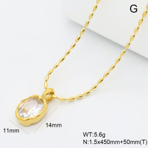 GEN002393bhva-066  18K PVD Zircon,Handmade Polished  Stainless Steel Necklace  BC26050350N-WT