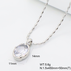 GEN002394abol-066  Zircon,Handmade Polished  Stainless Steel Necklace  BC26050350N-S-WT