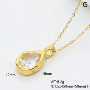 GEN002396bhva-066  18K PVD Zircon,Handmade Polished  Stainless Steel Necklace  BC26050349N-WT