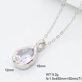 GEN002397abol-066  Zircon,Handmade Polished  Stainless Steel Necklace  BC26050349N-S-WT