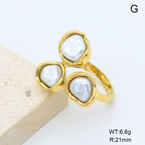 GER001539bhia-066  18K PVD Resin Imitation Pearls,Handmade Polished  Stainless Steel Ring  BC26040235R