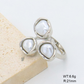 GER001540vhha-066  Resin Imitation Pearls,Handmade Polished  Stainless Steel Ring  BC26040235R-S