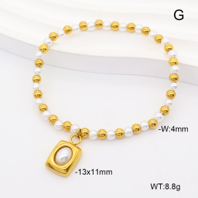 6B3002461vbpb-908  18K PVD Resin Imitation Pearls  Stainless Steel Bracelet