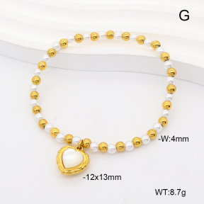 6B3002462vbpb-908  18K PVD Resin Imitation Pearls  Stainless Steel Bracelet