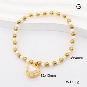 6B3002463vbpb-908  18K PVD Resin Imitation Pearls  Stainless Steel Bracelet