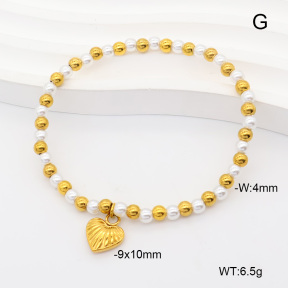 6B3002465abol-908  18K PVD Resin Imitation Pearls  Stainless Steel Bracelet
