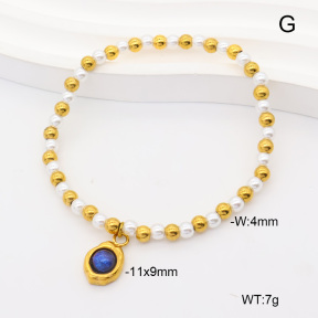 6B3002466abol-908  18K PVD Resin Imitation Pearls  Stainless Steel Bracelet