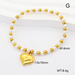6B3002468abol-908  18K PVD Resin Imitation Pearls  Stainless Steel Bracelet