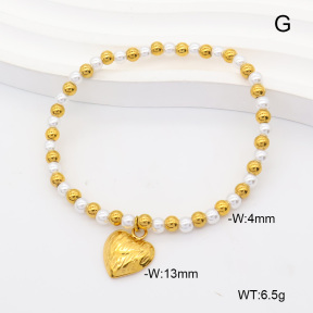 6B3002470abol-908  18K PVD Resin Imitation Pearls  Stainless Steel Bracelet