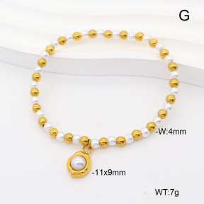 6B3002471abol-908  18K PVD Resin Imitation Pearls  Stainless Steel Bracelet