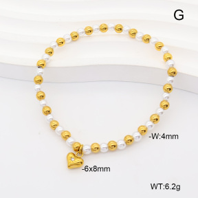 6B3002472abol-908  18K PVD Czech Stones & Resin Imitation Pearls  Stainless Steel Bracelet