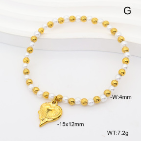 6B3002473abol-908  18K PVD Resin Imitation Pearls  Stainless Steel Bracelet