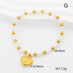 6B3002474abol-908  18K PVD Resin Imitation Pearls  Stainless Steel Bracelet