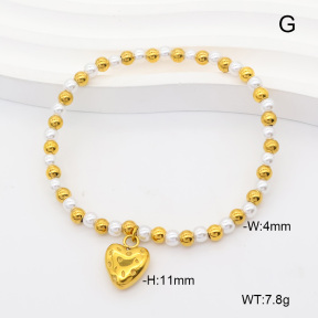 6B3002475abol-908  18K PVD Resin Imitation Pearls  Stainless Steel Bracelet