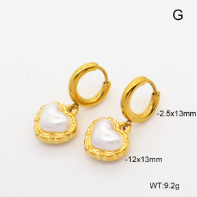 6E3002883bhva-908  316 Pin 18K PVD Resin Imitation Pearls  Stainless Steel Earrings