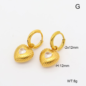 6E4004719bvpl-908  316 Pin 18K PVD Zircon  Stainless Steel Earrings