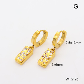 6E4004724bhbl-908  316 Pin 18K PVD Czech Stones  Stainless Steel Earrings