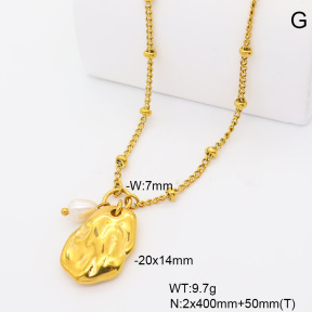 6N3002075vbnl-908  18K PVD Cultured Freshwater Pearls  Stainless Steel Necklace